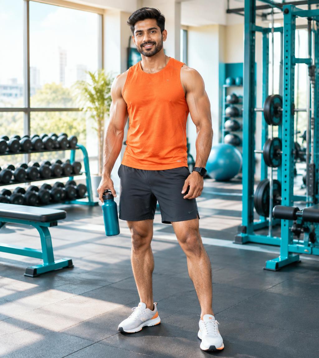 Athletic man in a bright modern gym